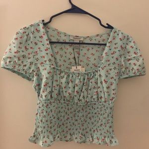 💚revamped mint floral square neck top